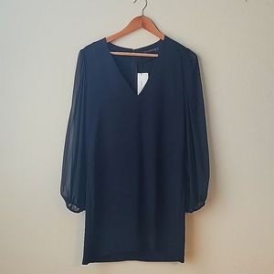ZARA Sheer Sleeve Black Dress Size M